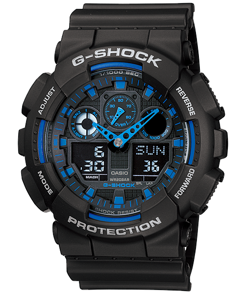 Casio G-Shock Standard Analog Digital Black x Blue Watch GA100-1A2DR - Diligence1International