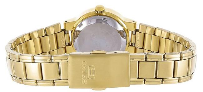 Seiko 5 Classic Ladies Size Black Dial Gold Plated Stainless Steel Strap Watch SYMD96K1 - Diligence1International