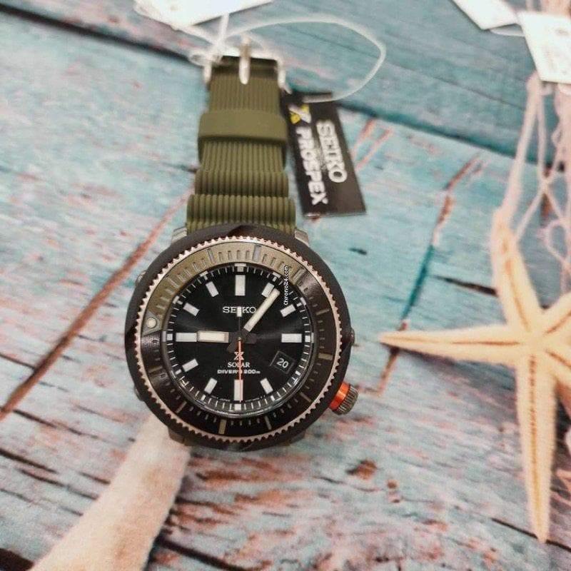 Seiko Street Series Solar Tuna All Green Diver's Men's Watch SNE547P1 - Diligence1International