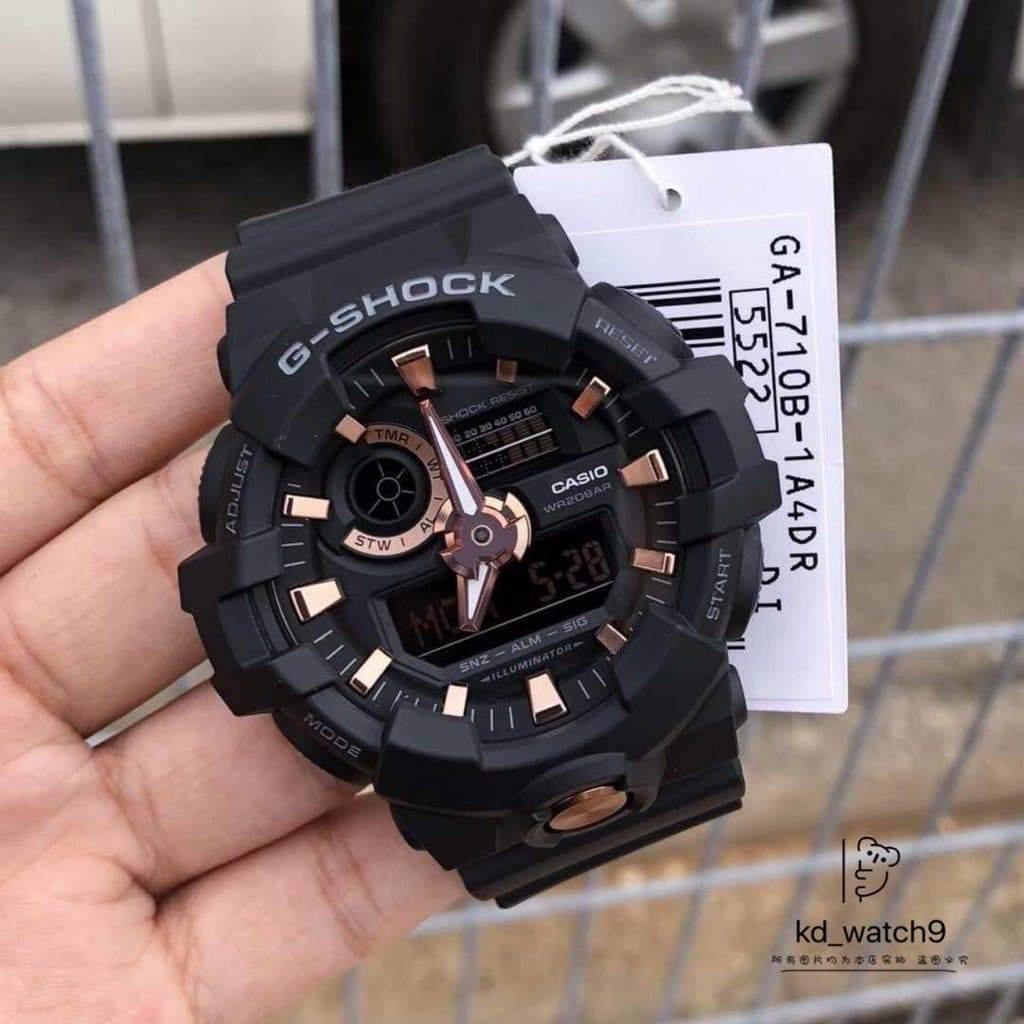 Casio G-Shock Analog-Digital Black x Rose Gold Accents Watch GA710B-1A4DR - Diligence1International