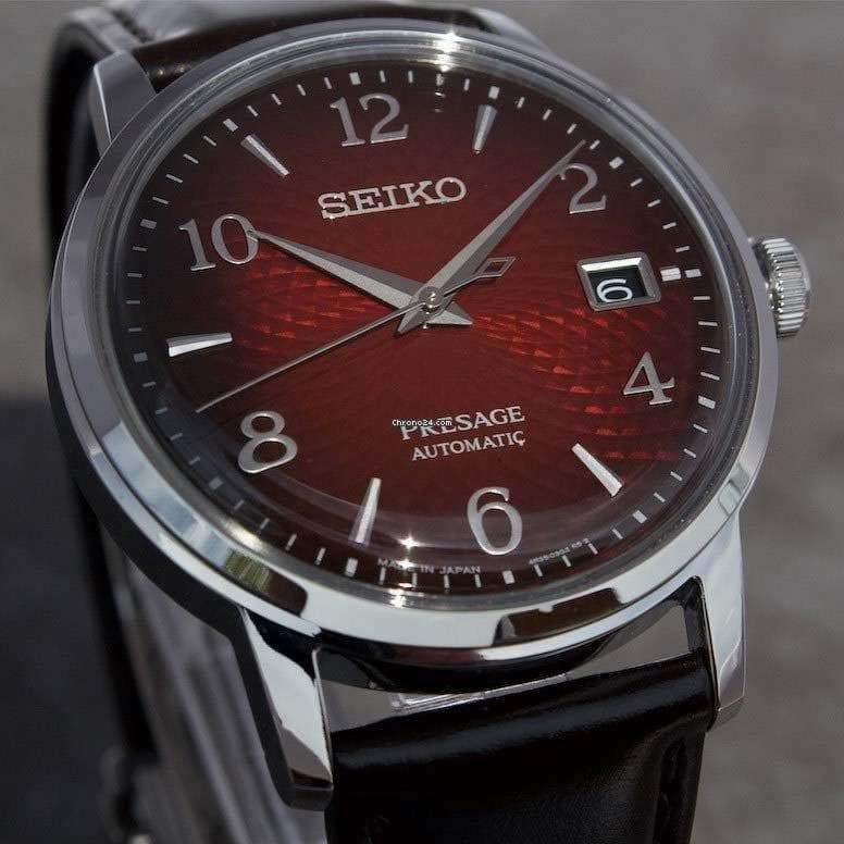 Seiko Presage Cocktail Time The Negroni Red Men's Leather Strap Watch SRPE41J1 - Diligence1International