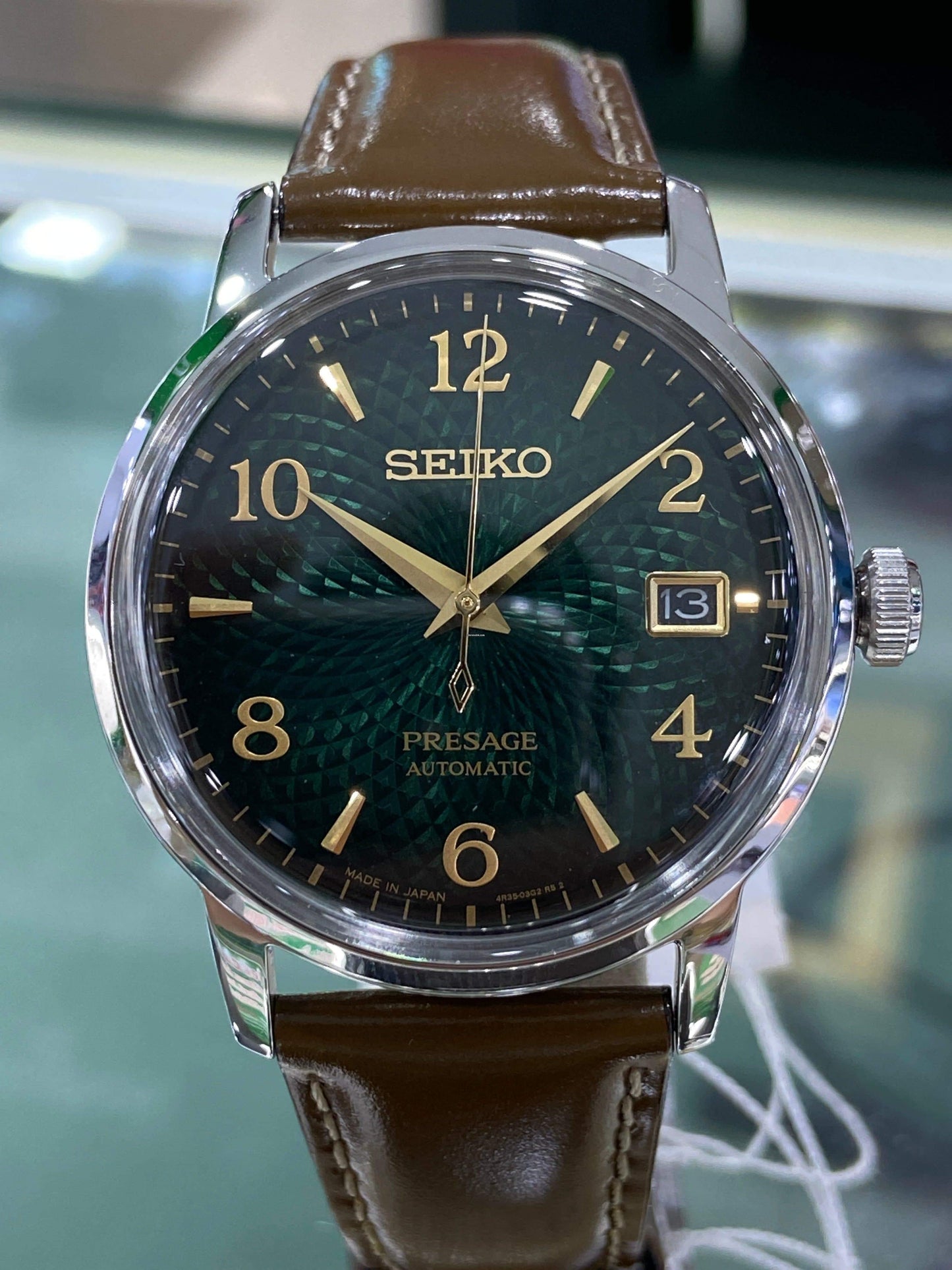 Seiko Presage Cocktail Time Mojito Green Men's Leather Strap Watch SRPE45J1 - Diligence1International