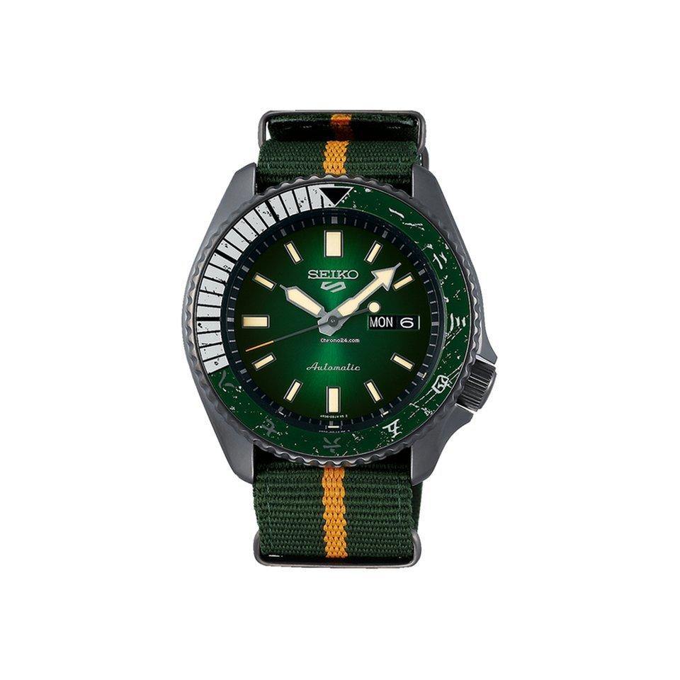 Seiko 5 Sports 100M Naruto LE Rock Lee Automatic Men's Watch Green Dial Nylon Strap SRPF73K1 - Diligence1International