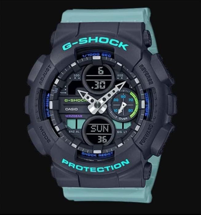 Casio G-Shock Sneaker S Series Analog-Digital Black x Teal Strap Ladies' Watch GMAS140-2ADR - Diligence1International