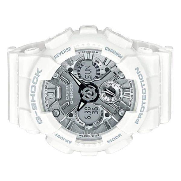 Casio G-Shock Anadigi Black Metallic Face Ladies' White Watch GMAS120MF-7A1DR - Diligence1International