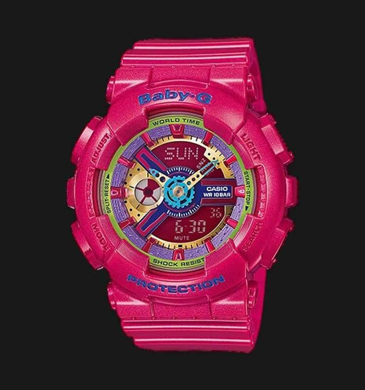 Casio Baby-G BA110 Series Anadigi Neon Color Pink x Multicolor Dial Watch BA112-4ADR - Diligence1International