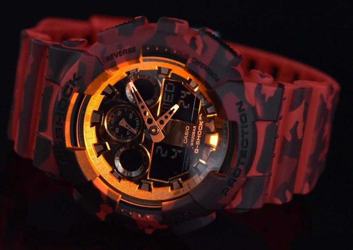Casio G-Shock Military Black Camo Print Dial Red Camo Watch GA100CM-4ADR - Diligence1International
