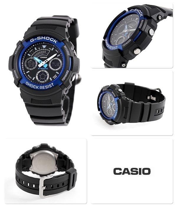 Casio G-Shock Standard Analog-Digital Black x Blue Watch AW591-2ADR - Diligence1International