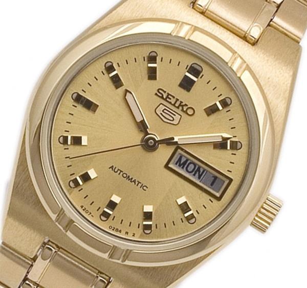 Seiko 5 Classic Ladies Size Gold Dial Gold Plated Stainless Steel Strap Watch SYM600K1 - Diligence1International