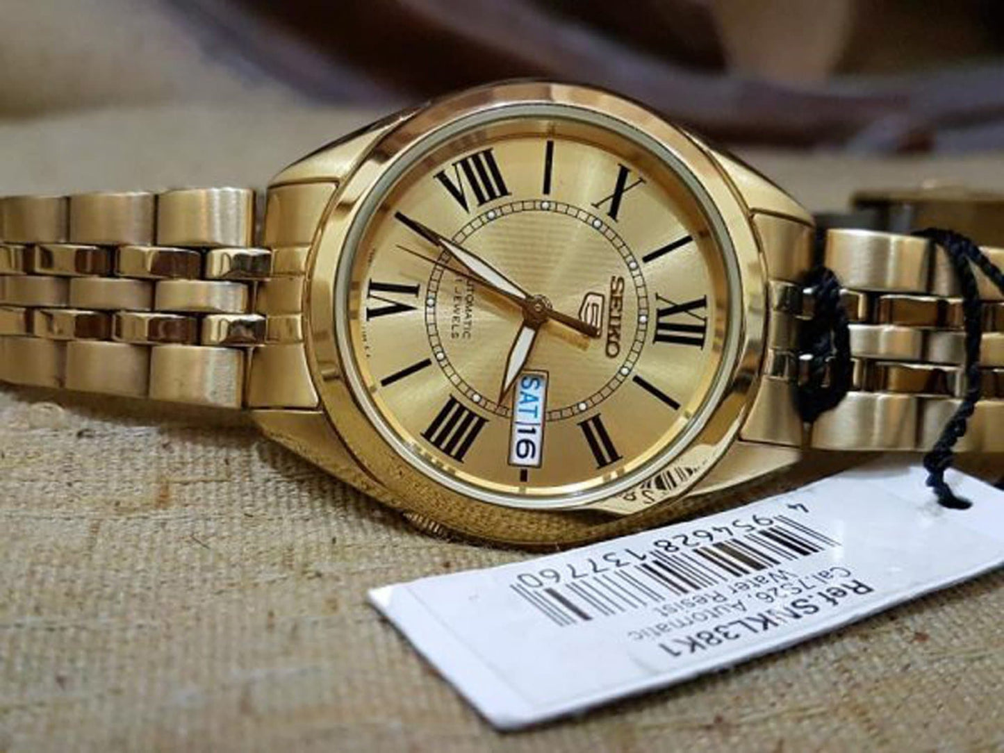 Seiko 5 Classic Mens Size Gold Dial & Plated Stainless Steel Strap Watch SNKL38K1 - Diligence1International
