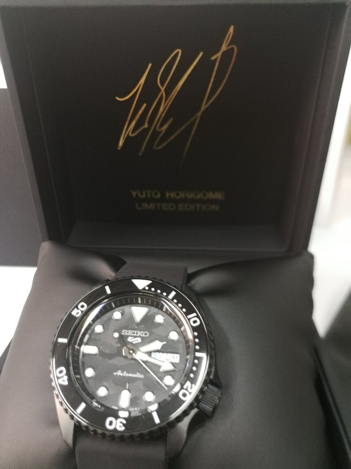 Seiko 5 Sports 100M LE Yuto Horigome Automatic Men's Watch Black Camo Dial SRPJ39K1