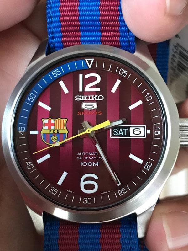 Seiko 5 Sports FC Barcelona 100M Red Dial Men's Watch Nylon Strap SRP305K1 - Diligence1International