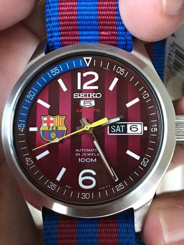 Seiko 5 Sports FC Barcelona 100M Red Dial Men's Watch Nylon Strap SRP305K1 - Diligence1International