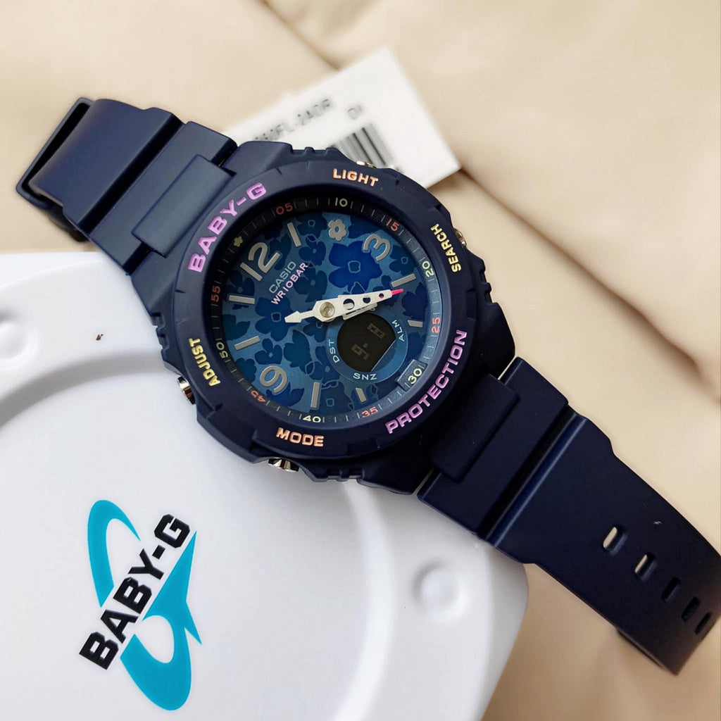 Casio Baby-G Standard Anadigi Floral Dial Blue Watch BGA260FL-2ADR