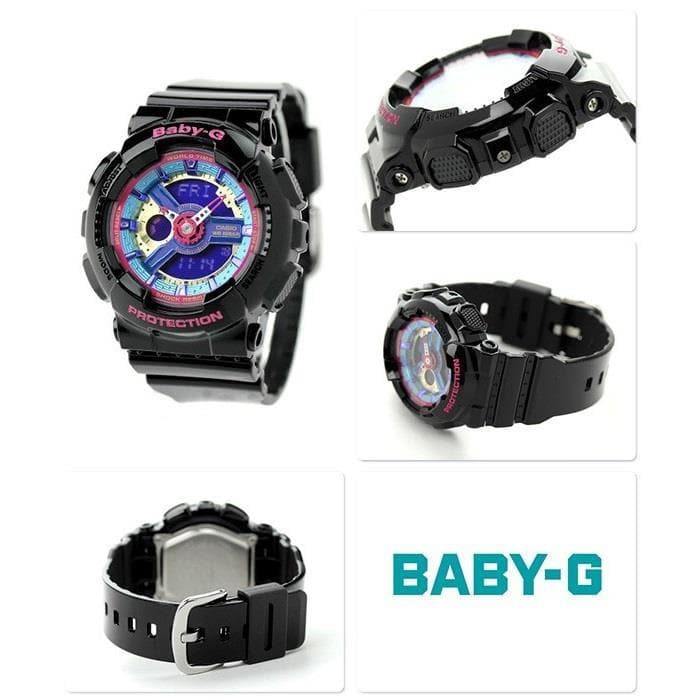 Casio Baby-G BA110 Series Anadigi Neon Color Black x Multicolor Dial Watch BA112-1ADR - Diligence1International