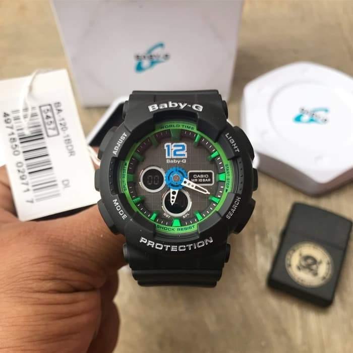 Casio Baby-G BA-120 Analog-Digital Black x Green x Blue Accents Watch BA120-1BDR - Diligence1International