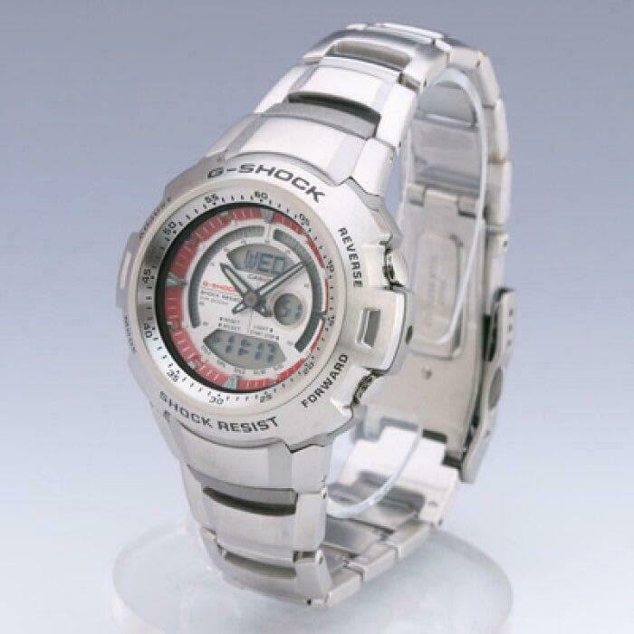 Casio G-Shock Retrograde Cockpit Series Anadigi Stainless Red R White Dial Watch - Diligence1International