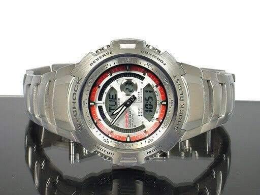 Casio G-Shock Retrograde Cockpit Series Anadigi Stainless Red R White Dial Watch - Diligence1International