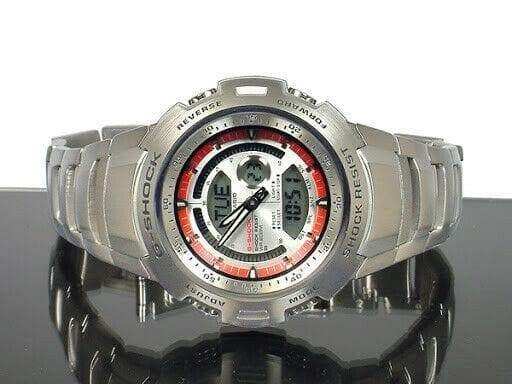 Casio G-Shock Retrograde Cockpit Series Anadigi Stainless Red R White Dial Watch - Diligence1International