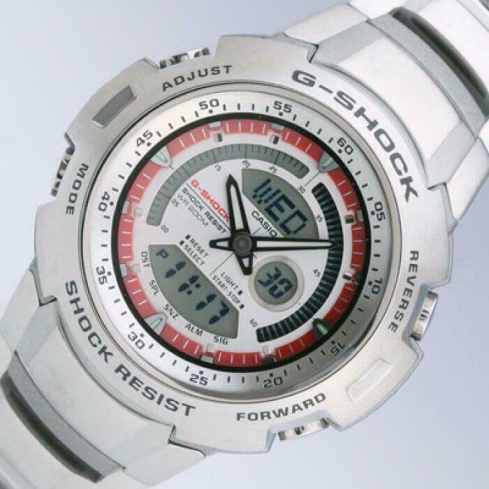Casio G-Shock Retrograde Cockpit Series Anadigi Stainless Red R White Dial Watch - Diligence1International