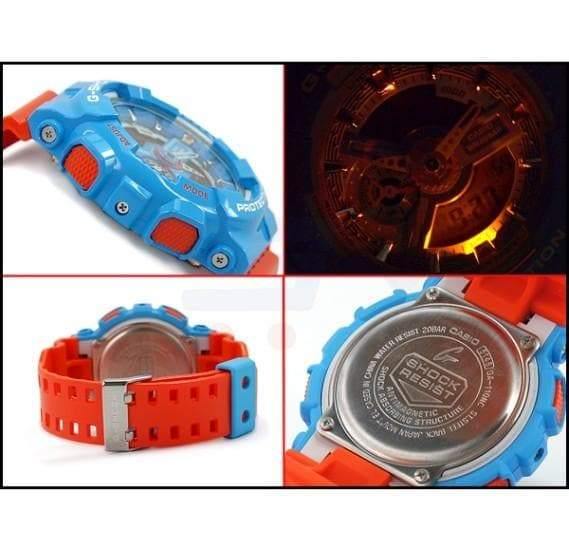 Casio G-Shock GA110 Series Anadigi Hyper Color Sky Blue x Orange Watch GA110NC-2ADR - Diligence1International