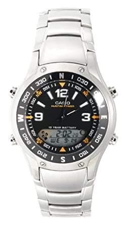 Casio Hunting Timer Moon Phase Anadigi Stainless Steel Watch AMW-701D-1AV - Diligence1International