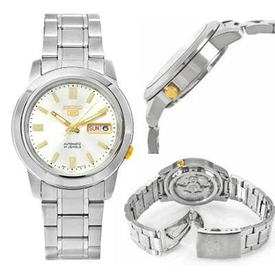Seiko 5 Classic Men's Size White Dial Stainless Steel Strap Watch SNKK07K1 - Diligence1International