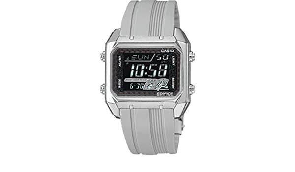 Casio Edifice Digital Series Rectangle Black Dial Men's Grey Rubber Strap Watch EFD-1000-7V - Diligence1International