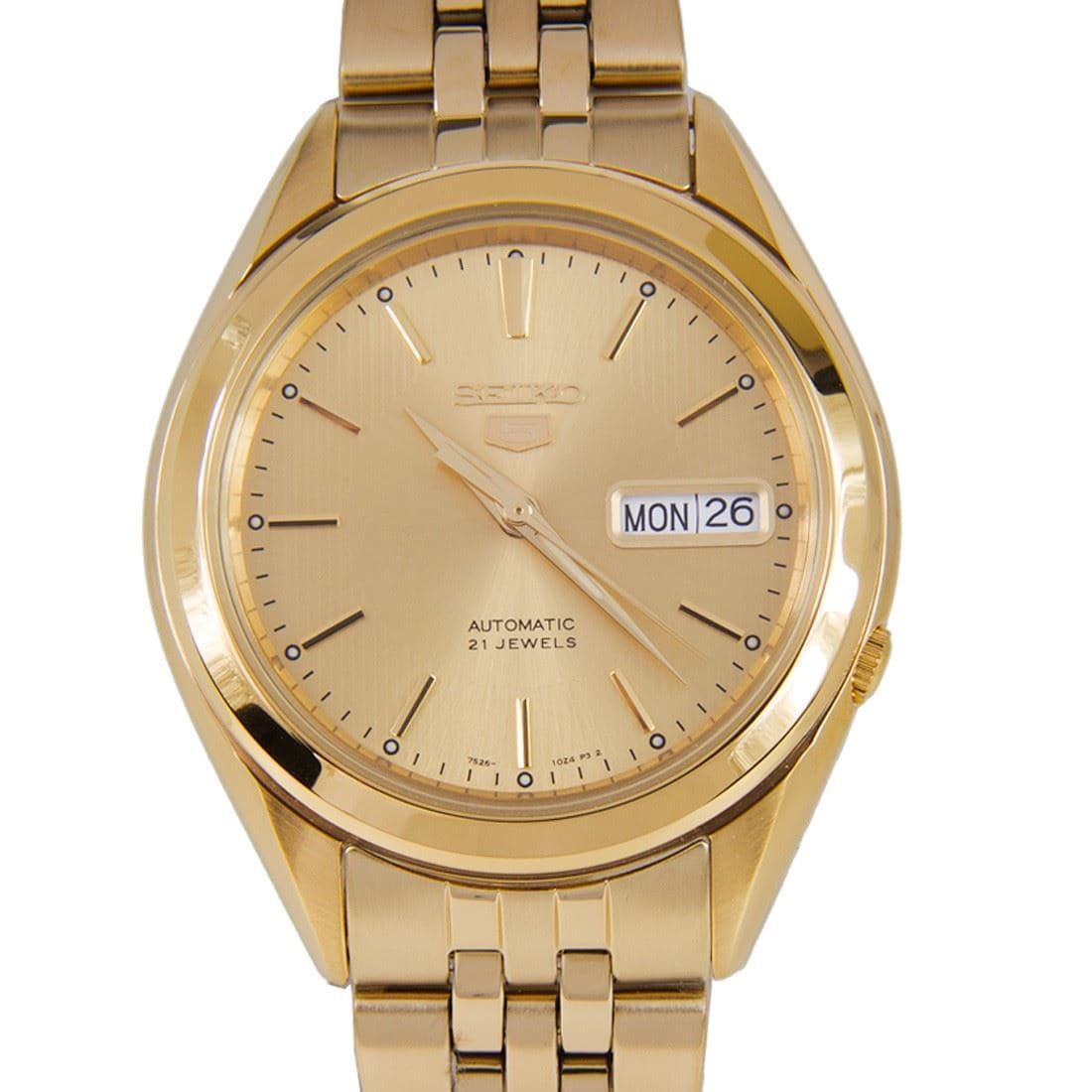 Seiko 5 Classic Gold+Black Dial Couple's Gold Plated Stainless Steel Watch Set SNKL28K1+SYMA06K1 - Diligence1International
