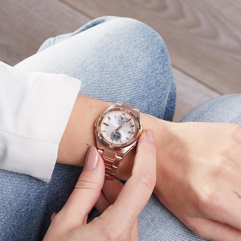 Casio Baby-G G-MS Anadigi Rose Gold Plated Silver Dial Watch MSG-S200DG-4ADR - Diligence1International
