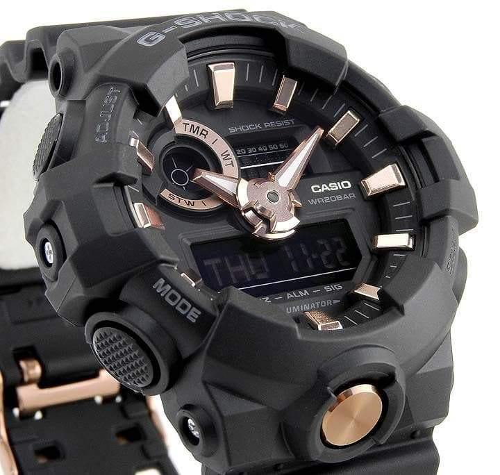 Casio G-Shock Analog-Digital Black x Rose Gold Accents Watch GA710B-1A4DR - Diligence1International