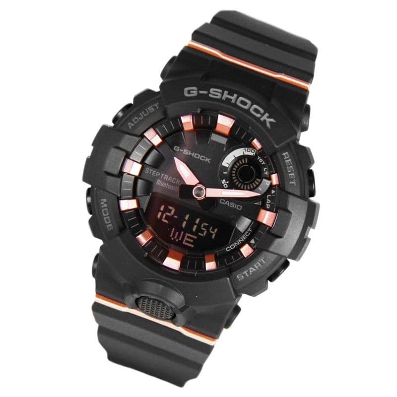 Casio G-Shock G’Squad Mobile Link Bluetooth Anadigi Black x Rose Gold Accent Watch GMAB800-1ADR - Diligence1International