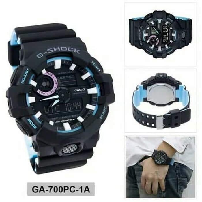 Casio G-Shock Special Color Model Black x Baby Blue x Pink Accents Watch GA700PC-1ADR - Diligence1International