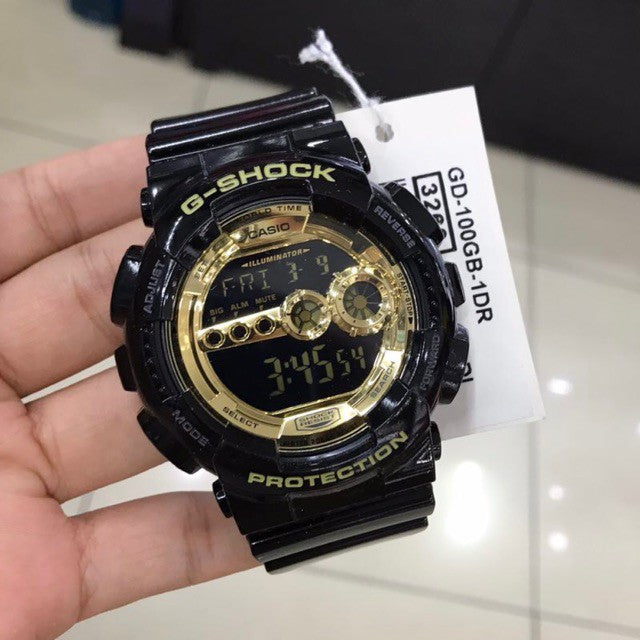 Casio G-Shock Big Case Digital Black x Gold Dial Watch GD100GB-1DR