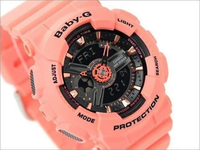 Casio Baby-G BA-110 Series Standard Anadigi Peach Matte Orange x Black Dial Watch BA111-4A2DR - Diligence1International