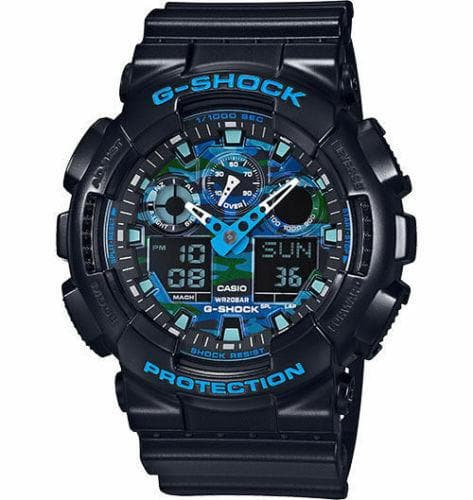 Casio G-Shock Military Blue Camo Camouflage Print Dial Watch GA100CB-1ADR - Diligence1International