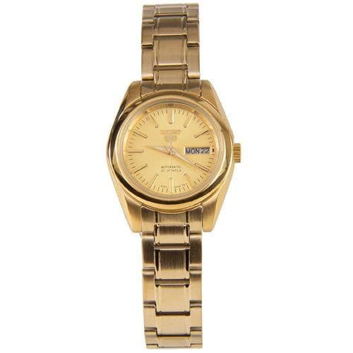 Seiko 5 Classic Ladies Size Gold Dial Gold Plated Stainless Steel Strap Watch SYMK20K1 - Diligence1International