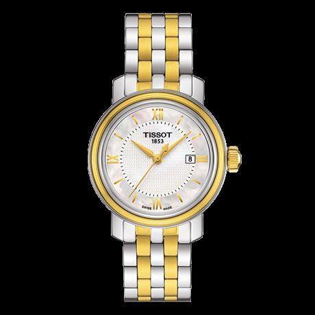 Tissot Swiss Made T-Classic Bridgeport 2 Tone Gold Plated MOP Ladies' Watch T0970102211800 - Diligence1International