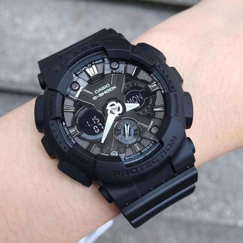 Casio G-Shock Black Stealth Series Anadigi Black Metallic Face Ladies' Watch GMAS120MF-1ADR - Diligence1International