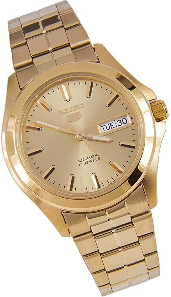 Seiko 5 Classic Mens Size Gold Dial & Plated Stainless Steel Strap Watch SNKK98K1 - Diligence1International