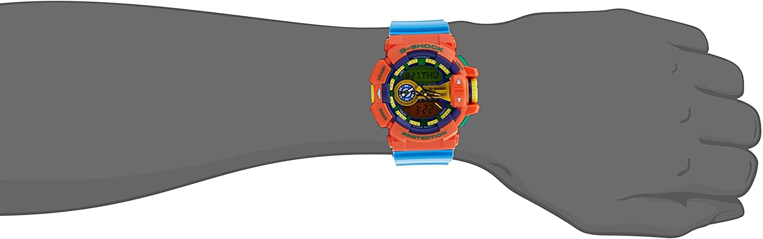 Casio G-Shock Dragon Ball Z Anadigi Hyper Colors Orange x Sky Blue x Green x Yellow Accents Watch GA400-4ADR - Diligence1International