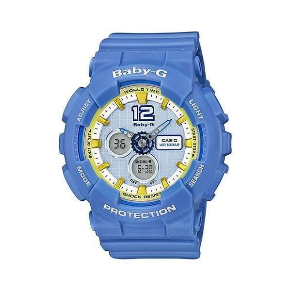 Casio Baby-G BA120 Analog-Digital Navy Blue x Yellow Accents White Dial  Watch BA120-2BDR