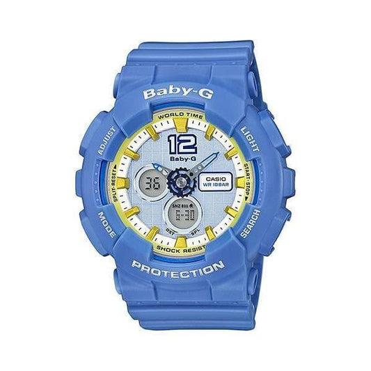 Casio Baby-G BA-120 Analog-Digital Navy Blue x Yellow Accents White Dial Watch BA120-2BDR - Diligence1International