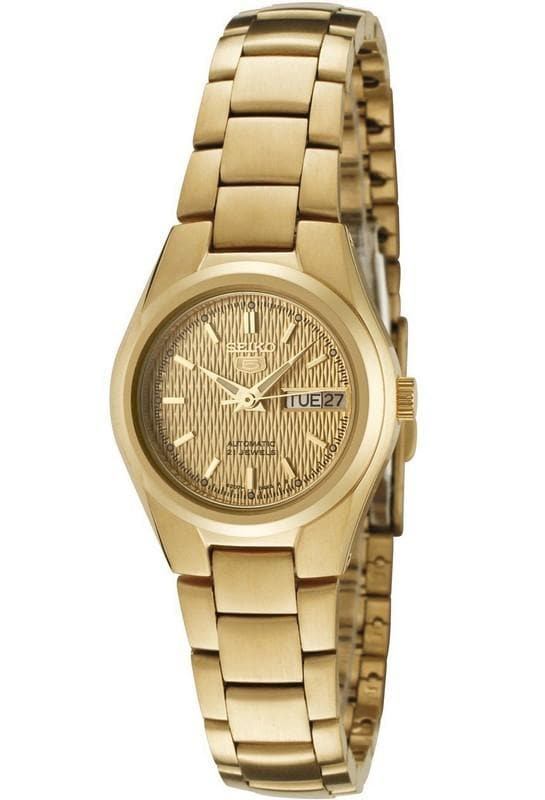Seiko 5 Classic Gold Dial Couple's Gold Plated Stainless Steel Watch Set SNK610K1+SYMC18K1 - Diligence1International