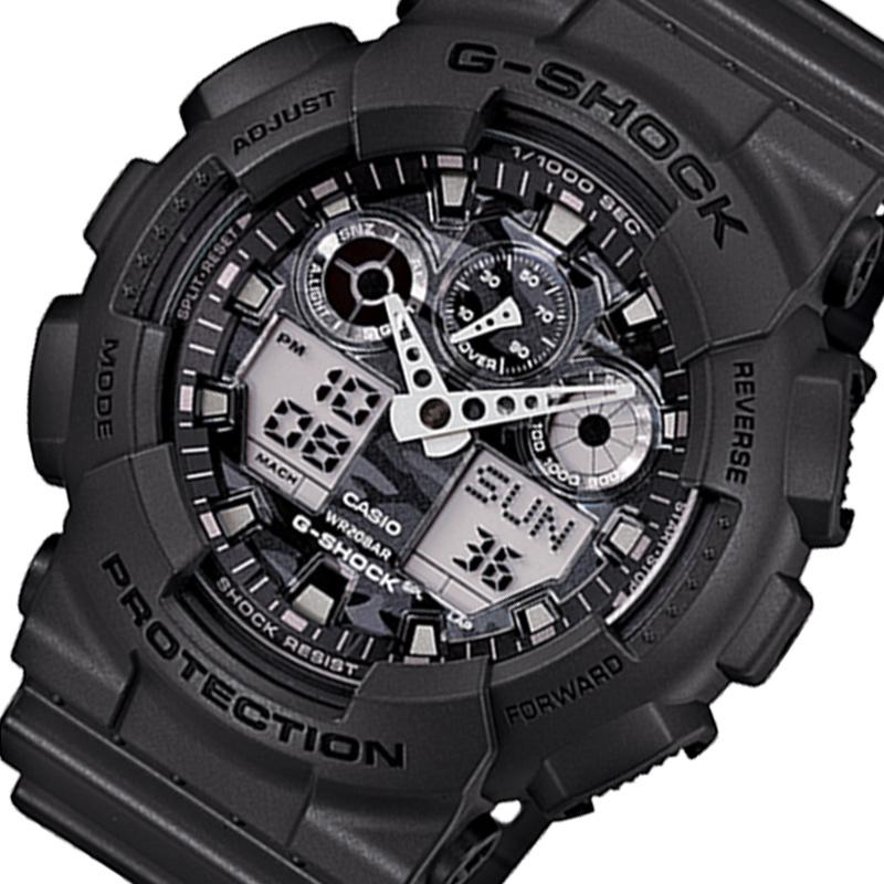 Casio G-Shock Military Grey Camo Camouflage Print Dial Black Watch GA100CF-8ADR - Diligence1International