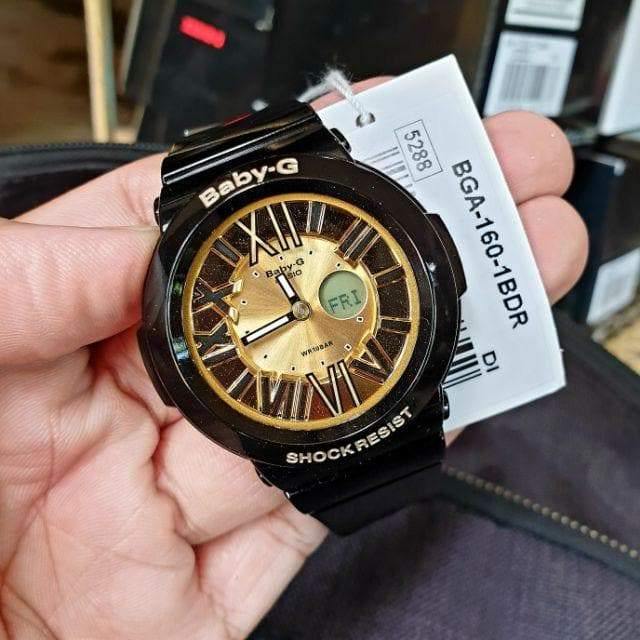 Casio Baby-G Black & Gold Series Anadigital Black x Gold Dial Watch BGA160-1BDR - Diligence1International