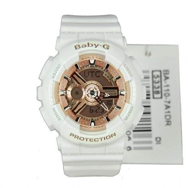 Casio Baby-G BA110 Series Analog-Digital White x Rose Gold Dial Watch BA110-7A1DR - Diligence1International