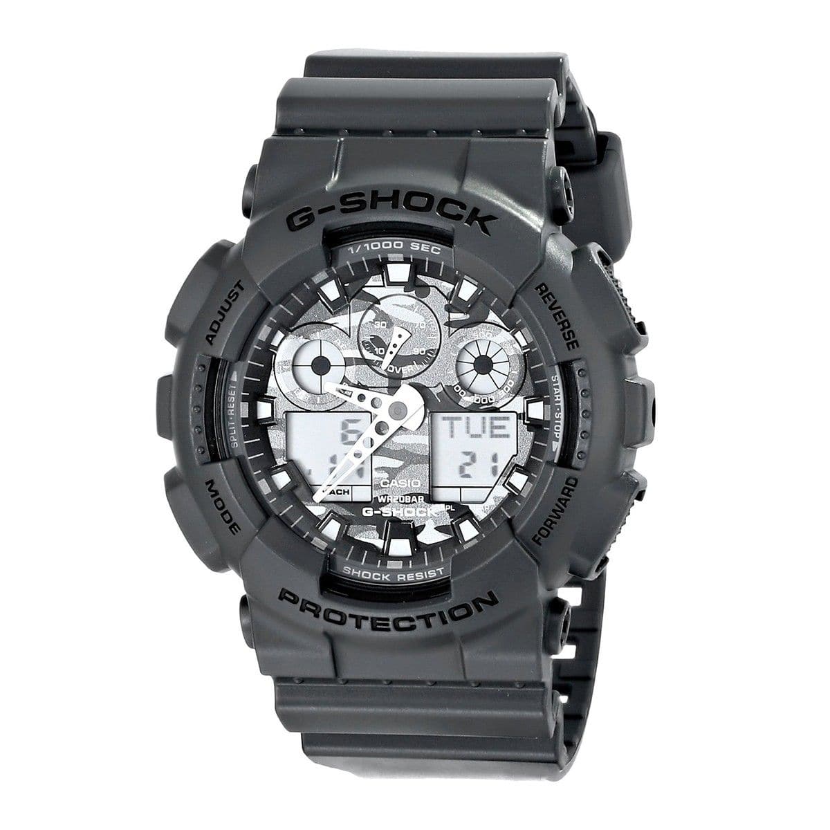 Casio G-Shock Military Grey Camo Camouflage Print Dial Black Watch GA100CF-8ADR - Diligence1International