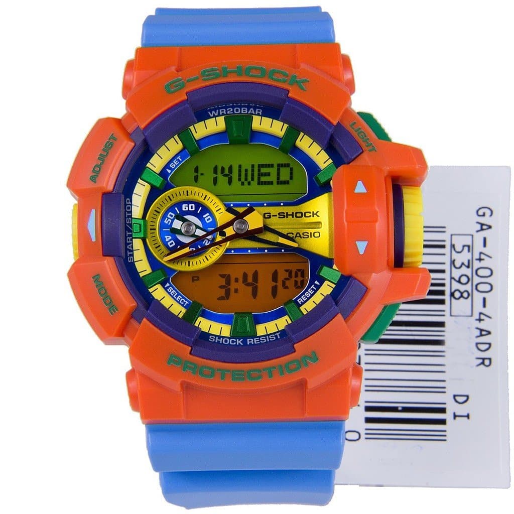 Casio G-Shock Dragon Ball Z Anadigi Hyper Colors Orange x Sky Blue x Green x Yellow Accents Watch GA400-4ADR - Diligence1International
