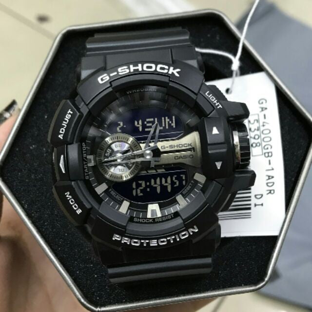 Casio G-Shock Big Case Analog-Digital Black x Silver Tone Watch GA400GB-1ADR